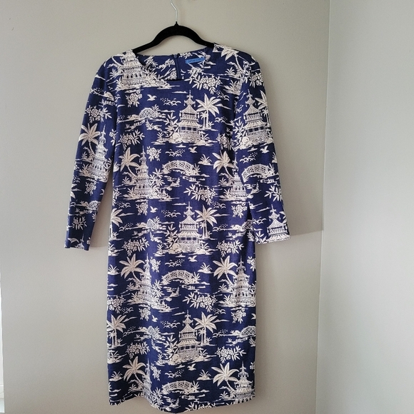 J. McLaughlin Sophia Tongsai Palm Resort Stretchy Dress. Size L - Picture 3 of 8